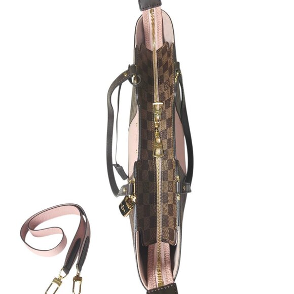 LOUIS VUITTON Damier Ebene Jersey Tote in Magnolia Shoulder Monogram Pink 2 Way - Picture 9 of 16